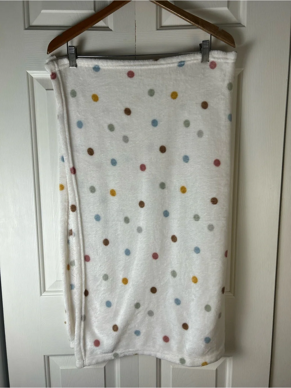 Parent's Choice Polka Dot Baby Blanket White Gray Blue Green Brown Neutral Plush